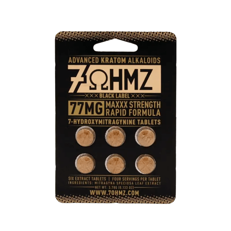 7OHMZ Black Label 77mg Tablets | Maxxx Strength Kratom Extract - Kratom Hood