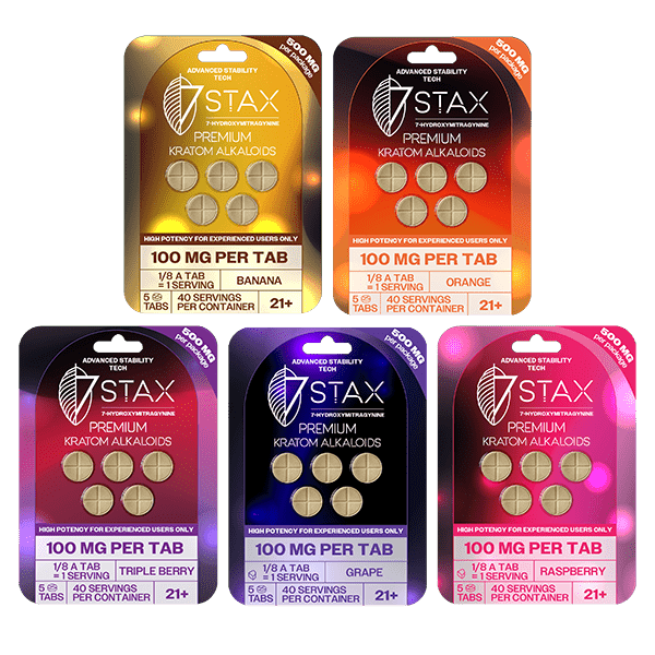 7Stax Premium 7 - OH Kratom Alkaloid Tablets 500mg (5 Count) - Kratom Hood