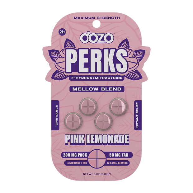 Dozo Perks - Maximum Strength 7 - Hydroxymitragynine Tablets: Pink Lemonade Mellow Blend - Kratom Hood
