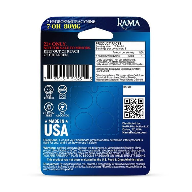Kama 4X 7 - Hydroxy Tablets 80mg (4 Count) - Classic - Kratom Hood