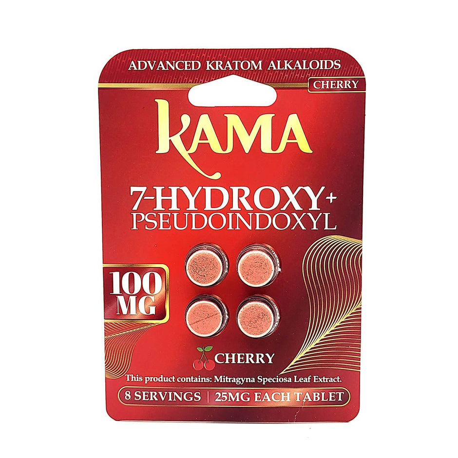 Kama 7 - Hydroxy Pseudoindoxyl Cherry Tablets 100mg 4 Count - Kratom Hood