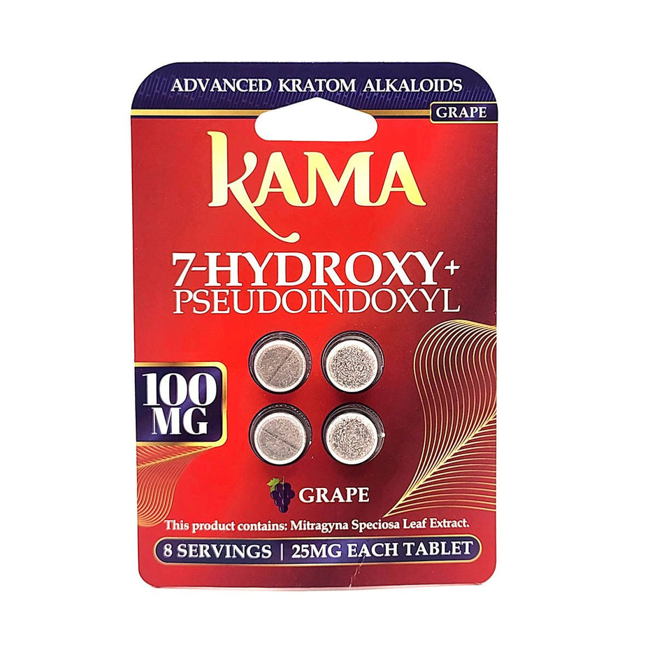 Kama 7 - Hydroxy Pseudoindoxyl Grape Tablets 100mg 4 Count - Kratom Hood