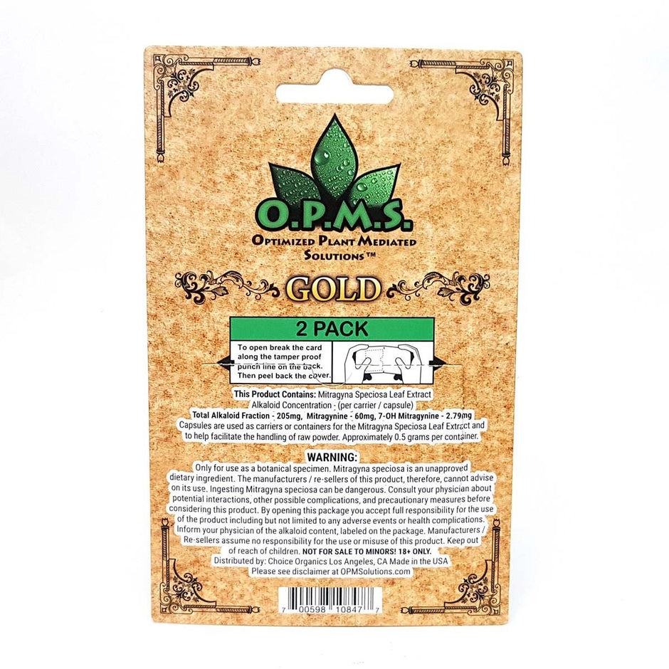 OPMS Gold Kratom Capsules - 2 Pack - Kratom Hood