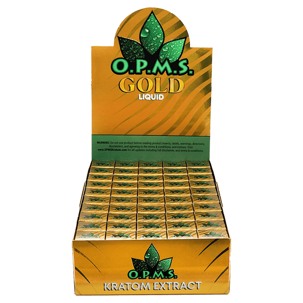 OPMS Gold Liquid Kratom Shots - Wholesale Box of 50 (New Packaging!) - Kratom Hood