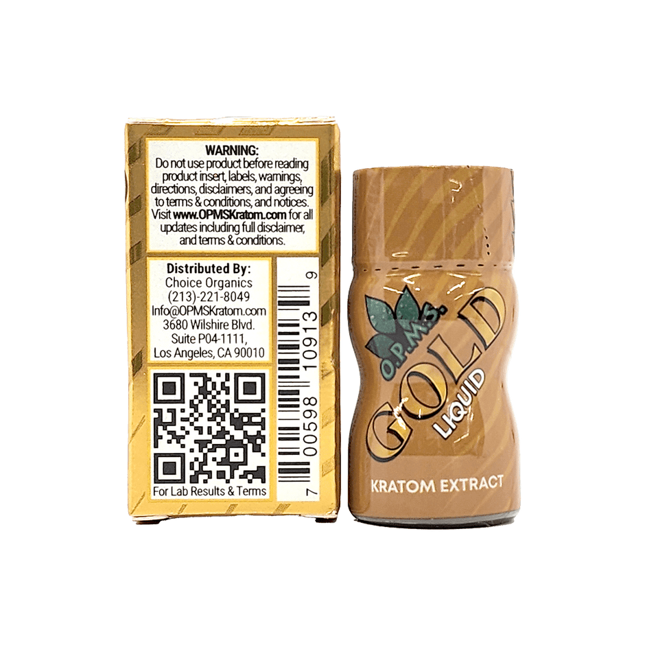 OPMS Gold Liquid Kratom Shots - Wholesale Box of 50 (New Packaging!) - Kratom Hood