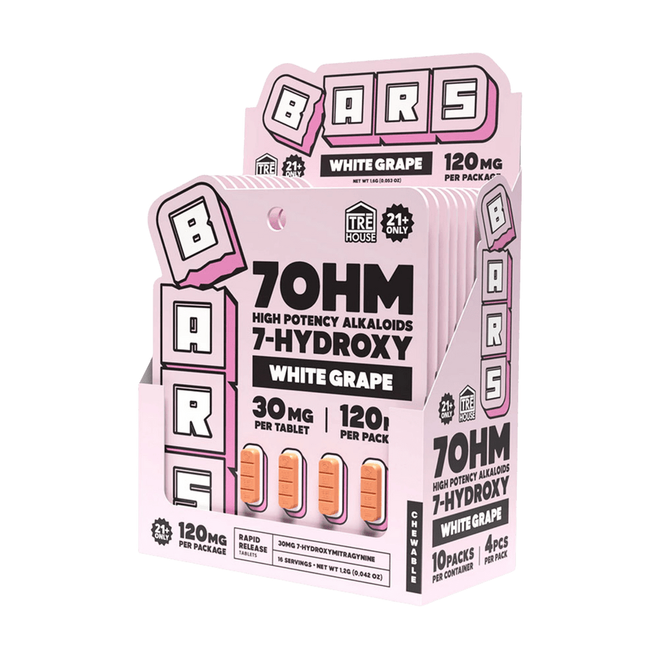 Tre House Bars 7OHM High Potency Alkaloids 7 - Hydroxy 4 Count Tablets 30MG - Kratom Hood